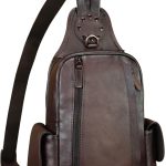 Genuine Leather Silng Bag for Men and Women Vintage Leather Sling Backpack Chest Purse Crossbody Bag