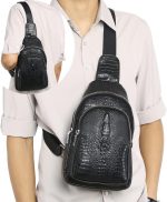 Vintage Leather Sling Bag Backpack for Men Crossbody Shoulder Chest DayPack Backpacks - Image 2