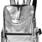 Stylish Backpacks for Women Shiny Soft Leather Backpack with Top Handle Zipper Purse Shoulder Bags Travel Daypack Casual Waterproof Travel Bags-Sliver