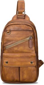 Genuine Leather Sling Bag for Men and Women Vintage Handmade Sling Backpack Shoulder Purse Crossbody Chest Bag - Image 2