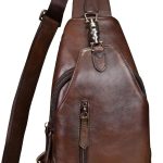 Genuine Leather Sling Bag for Men and Women Real Leather Shoulder Crossbody Bag Chest Bag Sling Backpack Purse