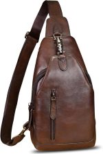 Genuine Leather Sling Bag for Men and Women Real Leather Shoulder Crossbody Bag Chest Bag Sling Backpack Purse