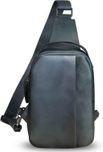 Genuine Leather Sling Bag Crossbody Purse Retro Handmade Hiking Daypack Motorcycle Shoulder Backpack Vintage Chest Bags (NavyBlue) - Image 2