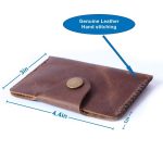 Handmade Vintage Leather Wallet - Slim Front Pocket Credit Card Holder, Hand-Stitched Genuine Cowhide Wallet for Men & Women, Holds 4-8 Cards + Cash (Dark brown stitching, Small Flap Wallet) - Image 2