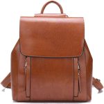 Leather Backpack for Women - 100% Genuine Oil-Waxed Leather, Anti-Theft, Versatile Travel Bag for Work & Daily Use, Fits iPad Mini 6/9/10/Air 4/5/Pro 11.