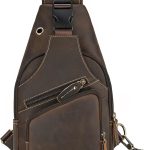 Men Leather Chest Bag Sling Bag Shoulder Bag Leather Crossbody Bag for Men