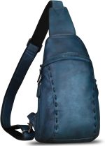 Genuine Leather Silng Bag for Women and Men Vintage Real Leather Sling Backpack Shoulder Crossbody Bag Chest Purse