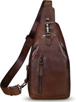 Genuine Leather Sling Bag for Men and Women Real Leather Shoulder Crossbody Bag Chest Bag Sling Backpack Purse - Image 2