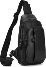 Fashion Pure Genuine Leather Sling Bag for Men Everyday Cross Body Chest Shoulder Messenger Bag Multipurpose Business Casual Outdoor Bag