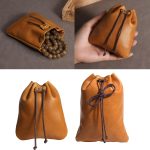 Drawstring Storage Bag, Retro Coin Purse Handmade Leather Wallet for Coins and Money Storage Loose Change Organizer - Image 2
