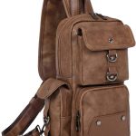 Men Sling Bag PU Leather Unbalance Chest Shoulder Bags Casual Crossbody Bag Travel Hiking Daypacks Gift for Men