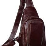 Genuine Leather Sling Bag for Men and Women Crossbody Shoulder Bag Sling Backpack Chest Purse Cross Body Pouch