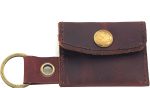 Leather Keychain Pouch – Handmade Full Grain Coin Holder, Mini Wallet for Cash & Coins, Compact Keychain Organizer with Snap Button Closure – Small Leather Pouch for Everyday Carry