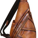 Genuine Leather Sling Bag for Men and Women Leather Sling Backpack Purses Chest Bag Crossbody Shoulder Fanny Bag