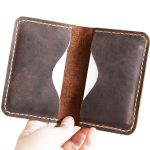 Men's Handmade Slim Leather Wallet Credit Card Holder Slim Wallet Italy oiled Leather (Hold 30 pics of cards)（Distressed Brown）110