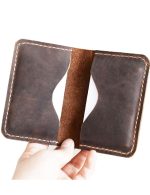 Men's Handmade Slim Leather Wallet Credit Card Holder Slim Wallet Italy oiled Leather (Hold 30 pics of cards)（Distressed Brown）110