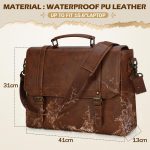 men Messenger Bag 15.6 Inch Vintage Leather Laptop Bag Briefcase Satchel Bag - Image 2
