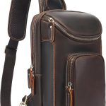 Full Grain Leather Sling Bag For Men, Crossbody Chest Daypack Fits 10.5" iPad, Men’s Crossbody Bag
