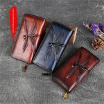Slim Bifold Leather Wallets for Women Embossed Dragonfly Handmade Leather Wallet Cellphone Clutch Holder Purse (Brown) - Image 2