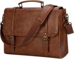 men Messenger Bag 15.6 Inch Vintage Leather Laptop Bag Briefcase Satchel Bag