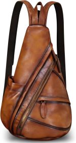 Genuine Leather Sling Bag for Men and Women Leather Sling Backpack Purses Chest Bag Crossbody Shoulder Fanny Bag - Image 2