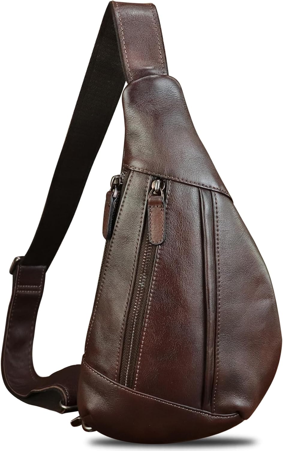 71ehP6xaYzL._AC_SL1500_.jpg Genuine Leather Sling Bag for Men and Women Vintage Real Leather Crossbody Chest Bags Backpack Purse for Travel Hiking - Image 1