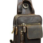 Men Outdoor Casual Travel Cycling Tea Crossbody Chest Sling Bag Rig One Shoulder Strap Bag Backpack Men Leather