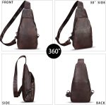 Genuine Leather Sling Bag Retro Crossbody Sling Backpack Handmade Chest Shoulder Daypack Purses Fanny Pack (Coffee) - Image 2