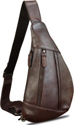 Genuine Leather Sling Bag for Men and Women Vintage Real Leather Crossbody Chest Bags Backpack Purse for Travel Hiking - Image 2