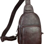 Genuine Leather Sling Bag Retro Crossbody Sling Backpack Handmade Chest Shoulder Daypack Cycling Bag Purse Fanny Pack (Coffee)