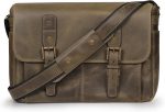 Italian Leather Messenger Bag, Lightweight Unisex Business Briefcase Satchel Portfolio, Multi Compartment - Image 2
