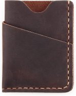 Front Pocket Minimalist Slim Wallet, Handmade Genuine Leather Minimalist Credit Card Case Holder for Men & Women - Coffee