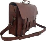 18 INCH Leather Briefcase Laptop Messenger Bag Satchel Office computer bag for men - Image 2