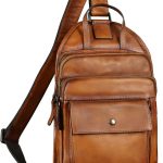 Genuine Leather Sling Bag for Men and Women Vintage Real Leather Fashion Sling Backpack Shoulder Crossbody Chest Purse