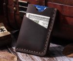 Front Pocket Minimalist Slim Wallet, Handmade Genuine Leather Minimalist Credit Card Case Holder for Men & Women - Coffee - Image 2