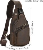 Men Leather Chest Bag Sling Bag Shoulder Bag Leather Crossbody Bag for Men - Image 2