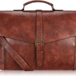 men Leather Briefcase for Travel Office Business 15.6inch Laptop Messenger Bag