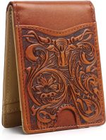Full Grain Leather Bifold Wallet for Men - 11 Slots, RFID Blocking, Western Cowboy Gifts for Men - Brown