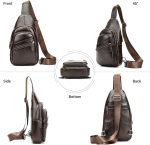 Genuine Leather Sling Bag Crossbody Men Casual Women Travel Daypacks Chest Bag Shoulder Backpack, Brown - Image 2