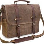 Messenger Bag men Canvas Leather 15.6 Inch Laptop Briefcase Crossbody Shoulder
