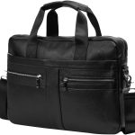 Leather Briefcase, 15 Inch Laptop Bag, Messenger Shoulder Bag, Work Bag, Crossbody Handbag for Business Travel, -black, 40cm(W) x 7cm(D) x30cm(H)