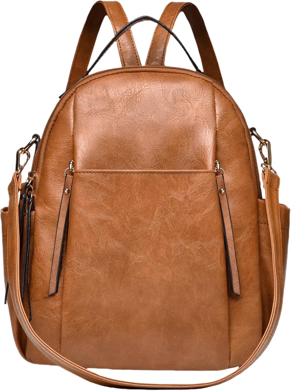 81do8fh8ZML._AC_SL1500_.jpg Small Backpack for Women Designer Leather Mini Backpack Purse Ladies Fashion Roomy Shoulder Handbag (Brown) - Image 1