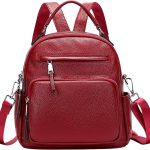 Genuine Leather Backpack for Women Small Convertible Backpack Purse Ladies Shoulder Bag 4 in 1 to Carry